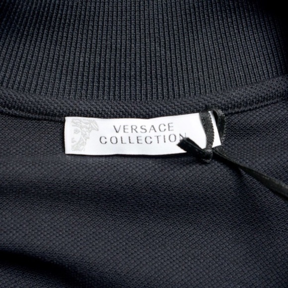 Versace Collection Men's Black Logo Polo T-Shirt - Picture 5 of 10